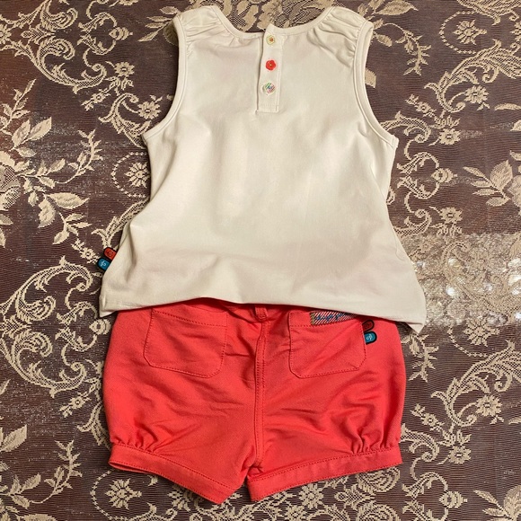 Chapeau Pointu, Girls Toddler Size 24 Mths, White Tank w/Pink short Matching set - Picture 2 of 9